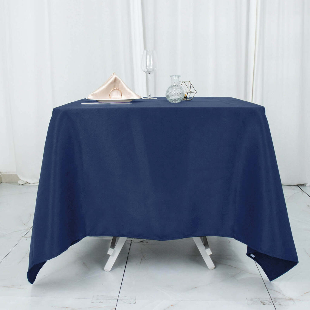 Premium Polyester Square Tablecloth 70"x70" Navy Blue 220GSM Wrinkle-Resistant Table Cover