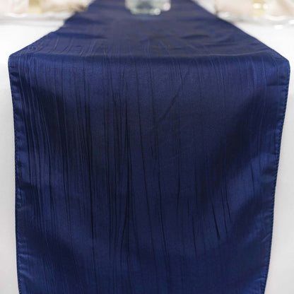 Taffeta 12"x108" Table Runner Navy Blue - Accordion Crinkle Design