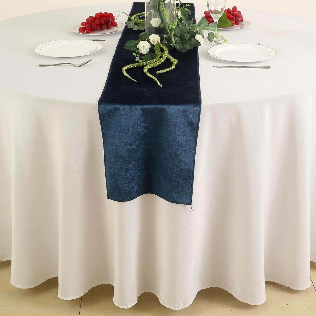Premium Velvet 12"x108" Table Runner Navy Blue - Sheen Finish Reusable Table Decor