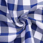Polyester 90" Round Tablecloth White/Navy Blue - Checkered Buffalo Plaid Table Cover