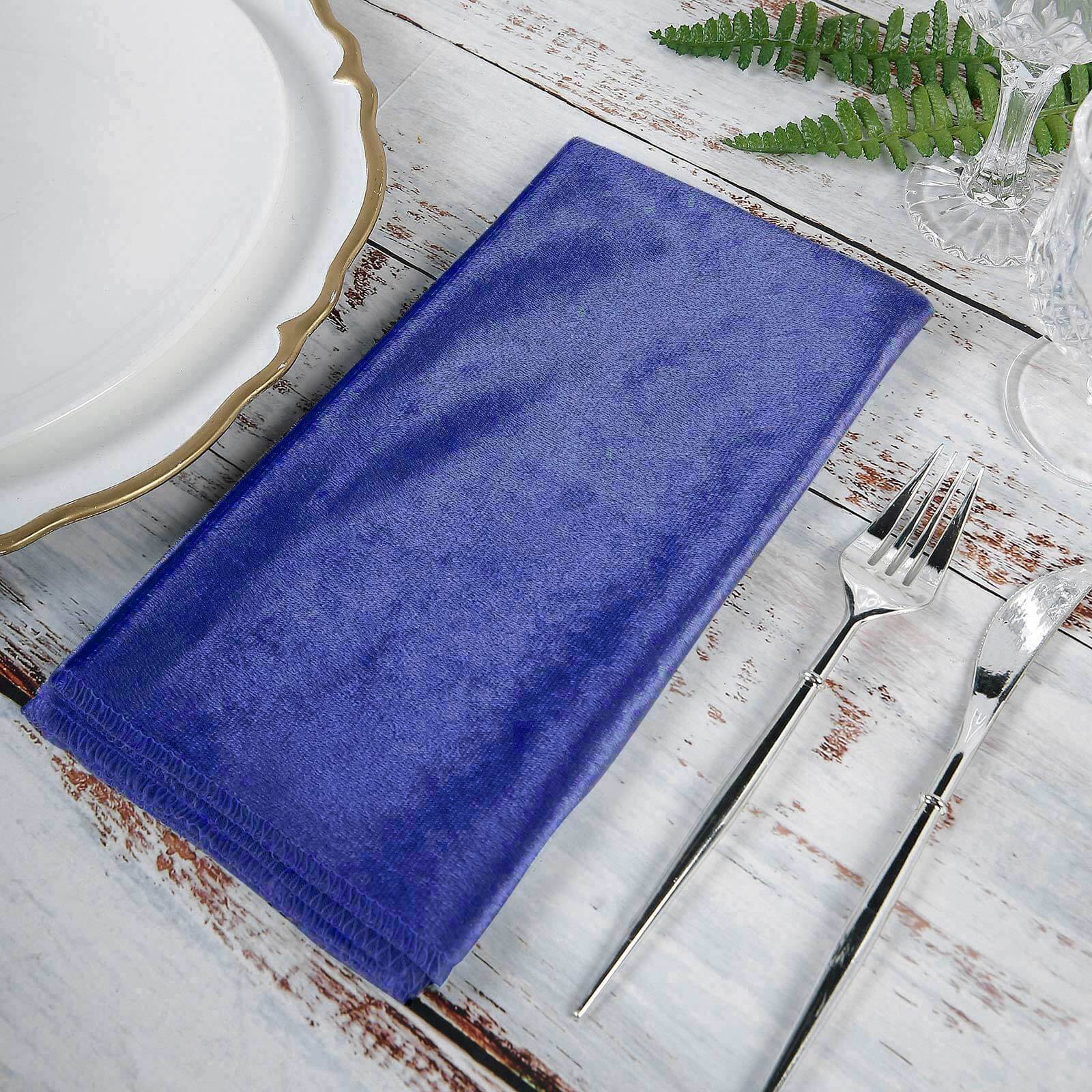 5 Pack Premium Velvet 20"x20" Napkins Royal Blue - Soft Sheen Finish Cloth Napkins