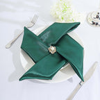 5 Pack Satin 20"x20" Napkins Hunter Emerald Green - Luxurious Shine & Smooth Dinner Napkins