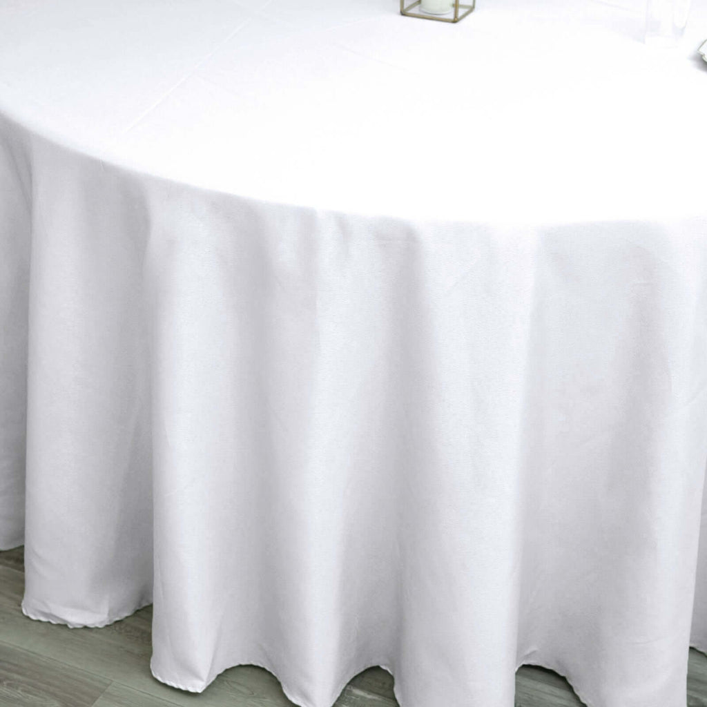 Polyester 120" Round Tablecloth White - Seamless Wrinkle-Resistant Design for Weddings