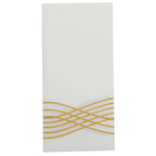 25 Pack Linen-Like Paper 8"x4" Napkins White with Metallic Gold Foil Wave Design - Soft & Absorbent Airlaid Hand Towels for Exquisite Weddings & Events
