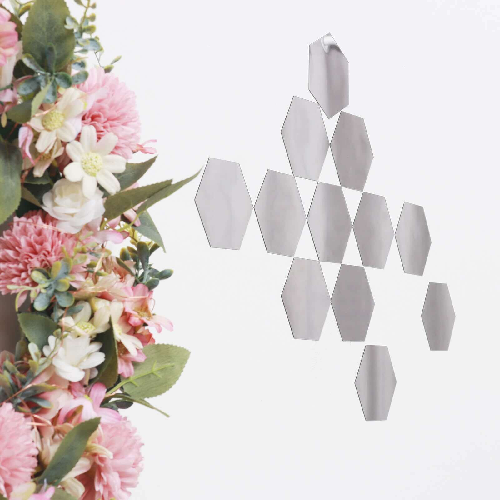 12 Pack Hexagon Acrylic Mirror Wall Stickers, 5" Removable Wall Decals For Home Decor