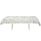 Non - Woven Tablecloth Rectangle White/Green with Olive Leaves Print - Perfect Disposable Table Cover for Summer 60"x102" - Bell Racket Store