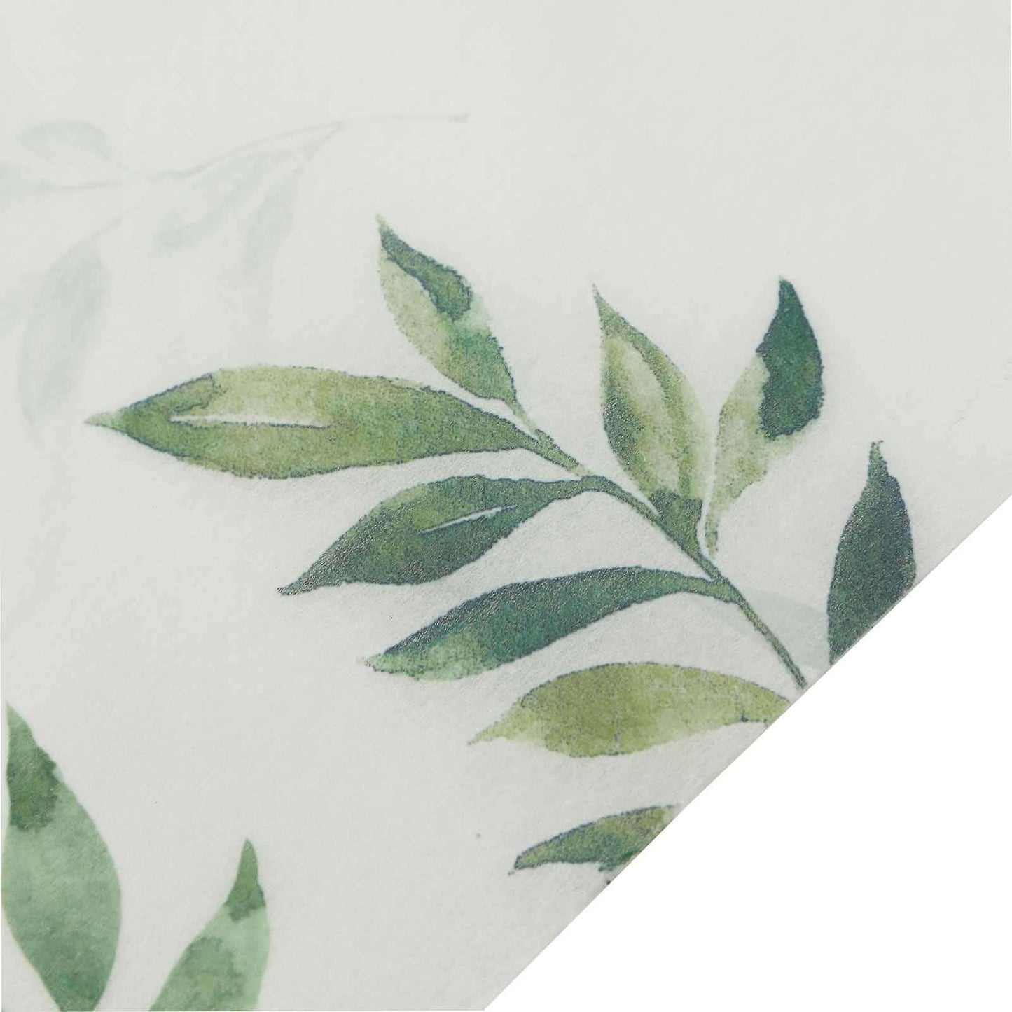 Non - Woven Tablecloth Rectangle White/Green with Olive Leaves Print - Perfect Disposable Table Cover for Summer 60"x102" - Bell Racket Store