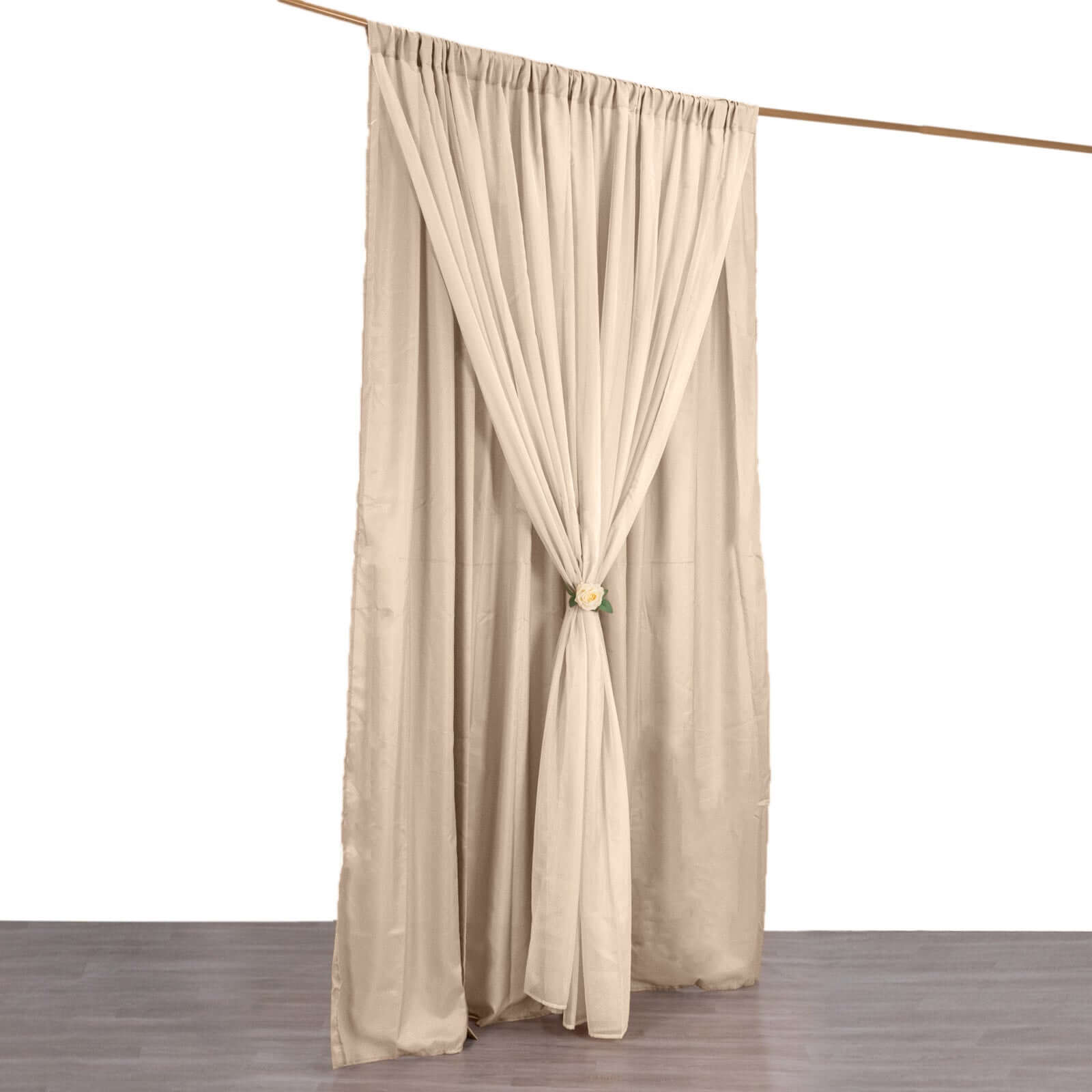 Nude Chiffon Polyester Event Curtain Drapes, Dual Layer Divider Backdrop Curtain Panels with Rod Pockets - 10ftx10ft - Bell Racket Store