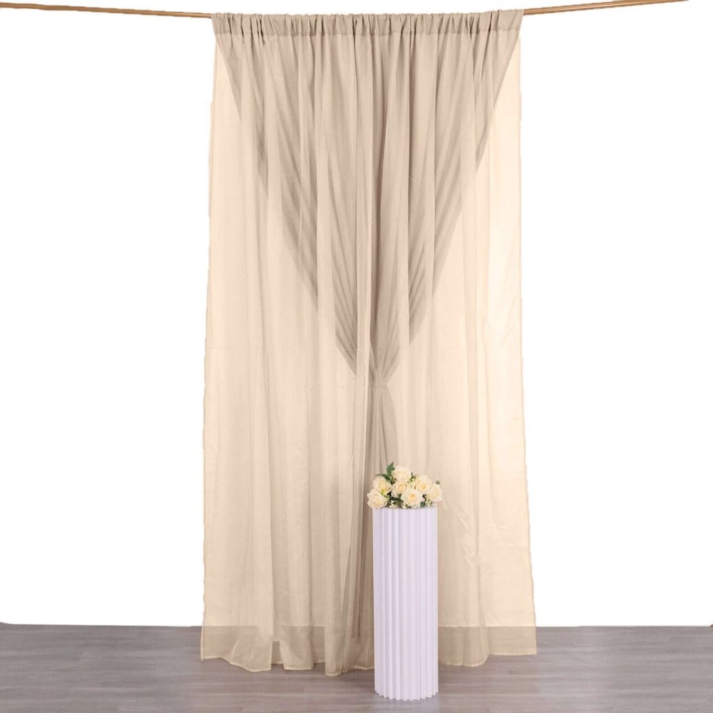 Nude Chiffon Polyester Event Curtain Drapes, Dual Layer Divider Backdrop Curtain Panels with Rod Pockets - 10ftx10ft - Bell Racket Store