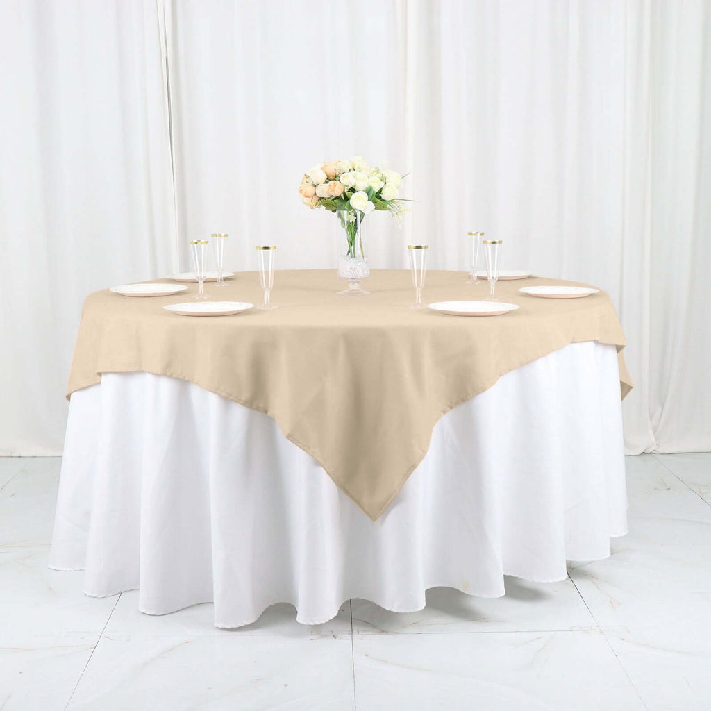 Polyester 54"x54" Table Overlay Square Tablecloth Nude - Wrinkle-Resistant & Durable Table Cover