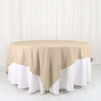 Polyester 90"x90" Table Overlay Square Tablecloth Nude - Wrinkle-Resistant & Durable Table Cover