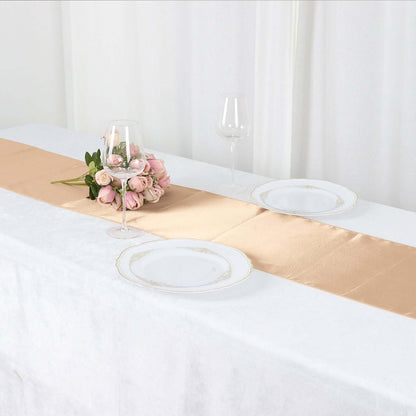 Satin 12"x108" Table Runner Nude - Stylish Table Linen