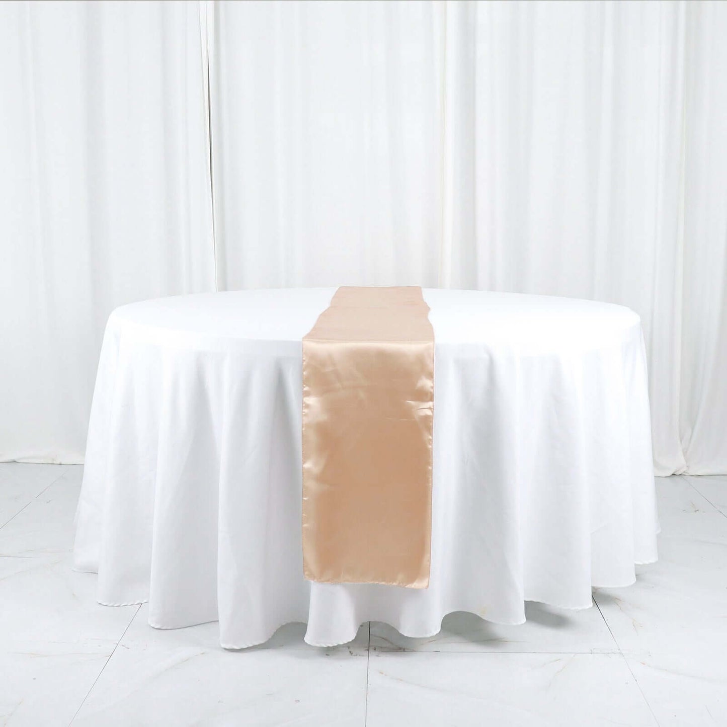 Satin 12"x108" Table Runner Nude - Stylish Table Linen