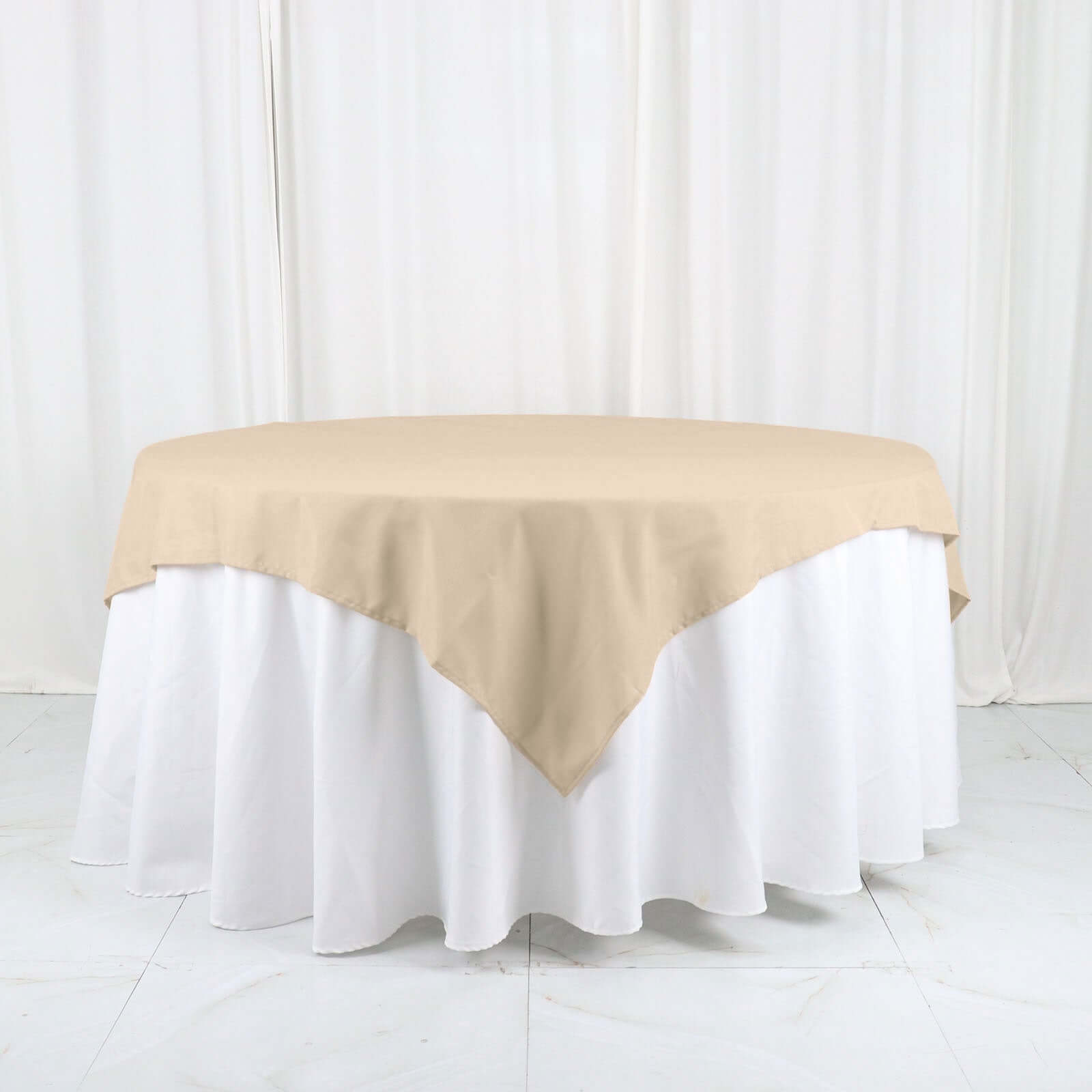 Polyester 54"x54" Table Overlay Square Tablecloth Nude - Wrinkle-Resistant & Durable Table Cover