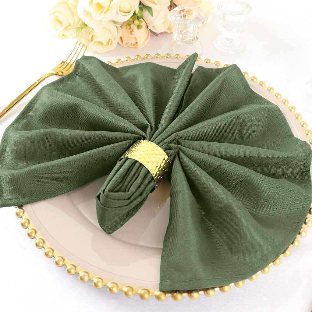 5 Pack Polyester 20"x20" Napkins Olive Green - Wrinkle Resistant & Easy Care Cloth Napkins