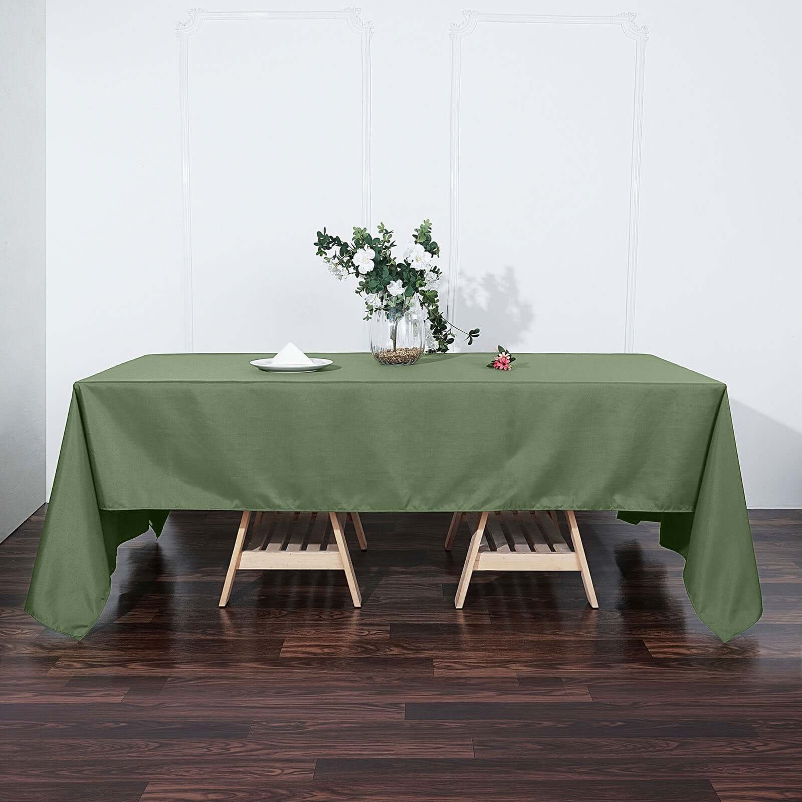 Polyester 60"x126" Rectangle Tablecloth Olive Green - Wrinkle-Resistant Table Cover