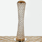 Metal Hurricane Floral Vase Centerpiece Metallic Gold with Crystal Beaded Design - Table Decorative Stand 24"