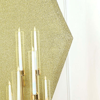 8ftx7ft Champagne Metallic Shimmer Tinsel Spandex Hexagon Wedding Arbor Cover, 2-Sided Backdrop