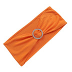 5 Pack Stretch Spandex Chair Sashes Orange - Reusable Chair Bands with Silver Diamond Ring Slide Buckle 5"x14"