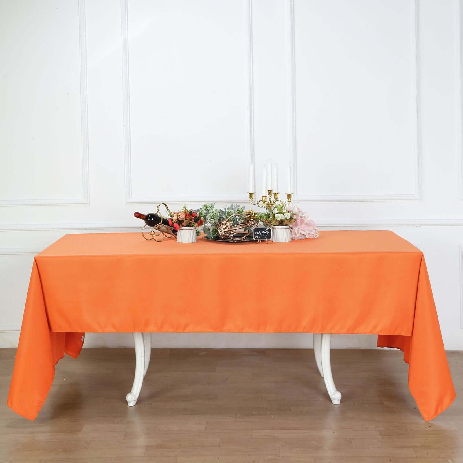 Polyester 60"x126" Rectangle Tablecloth Orange - Wrinkle-Resistant Table Cover