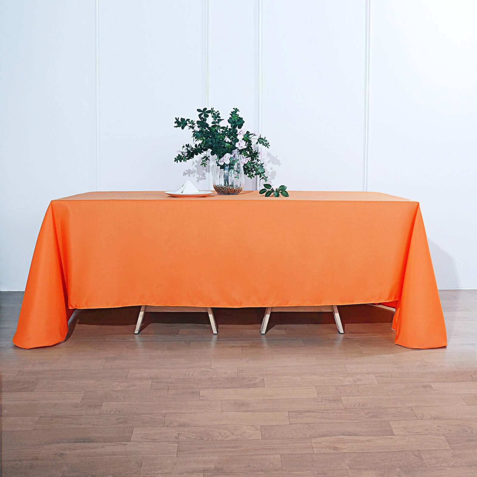 Polyester 90"x132" Rectangle Tablecloth Orange - Seamless Wrinkle-Resistant Table Cover