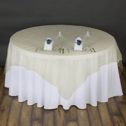 Organza 72"x72" Table Overlay Square Tablecloth Champagne - Sheer Table Cover - NestOCart