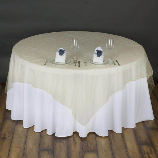 Organza 72"x72" Table Overlay Square Tablecloth Champagne - Sheer Table Cover - NestOCart