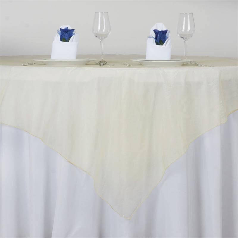 Organza 72"x72" Table Overlay Square Tablecloth Champagne - Sheer Table Cover - NestOCart