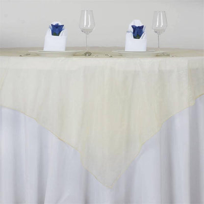Organza 72"x72" Table Overlay Square Tablecloth Champagne - Sheer Table Cover - NestOCart