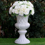 2 Pack White Crystal Beaded Italian Inspired Pedestal Stand Flower Plant Pillar With 10mm Crystal Studs - 18" Tall PVC