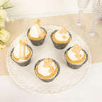 25-Pack Paper Cupcake Wrappers Lace Laser Cut Design Black - Muffin Baking Cup Trays for Events