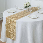 Taffeta Fabric 12"x108" Table Runner Champagne - 3D Leaf Petal Design