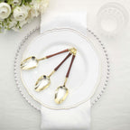 24-Pack Plastic Dessert Spoons with Roman Column Handle Gold/Brown - European Style Disposable Utensils 6"