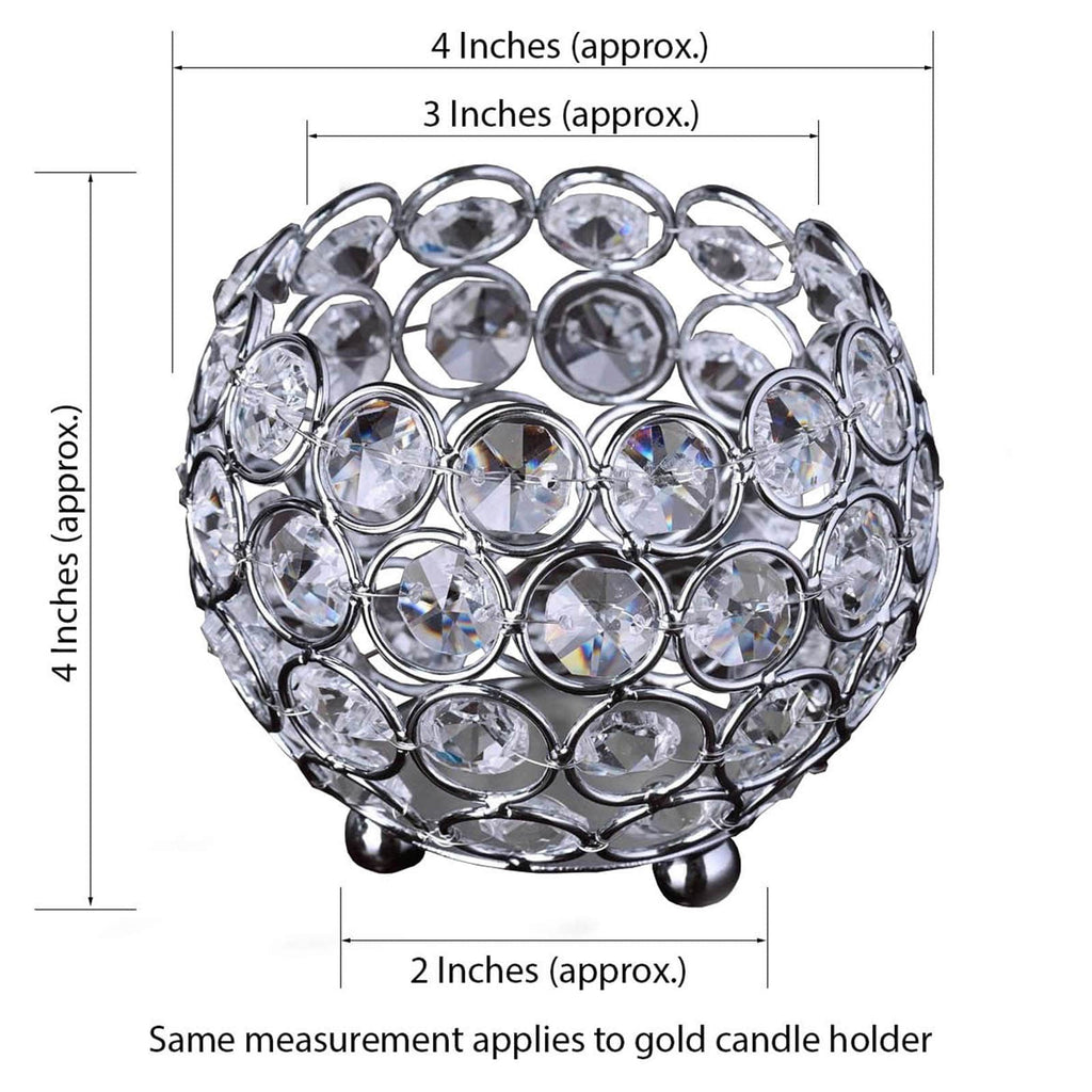 Crystal Beaded Metal Votive Tealight Holder Round Gold - Chic Multipurpose Table Vase for Events 4"