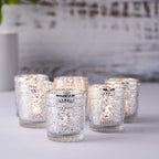 6-Pack Silver Glass Votive Tealight Holders - Stylish Primrose Design for Weddings & DÃ©cor
