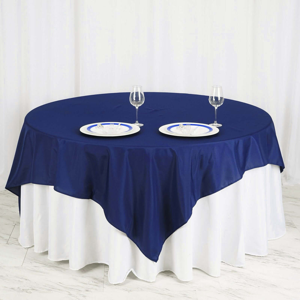 Polyester 70"x70" Table Overlay Square Tablecloth Navy Blue - Wrinkle-Resistant & Durable Table Cover