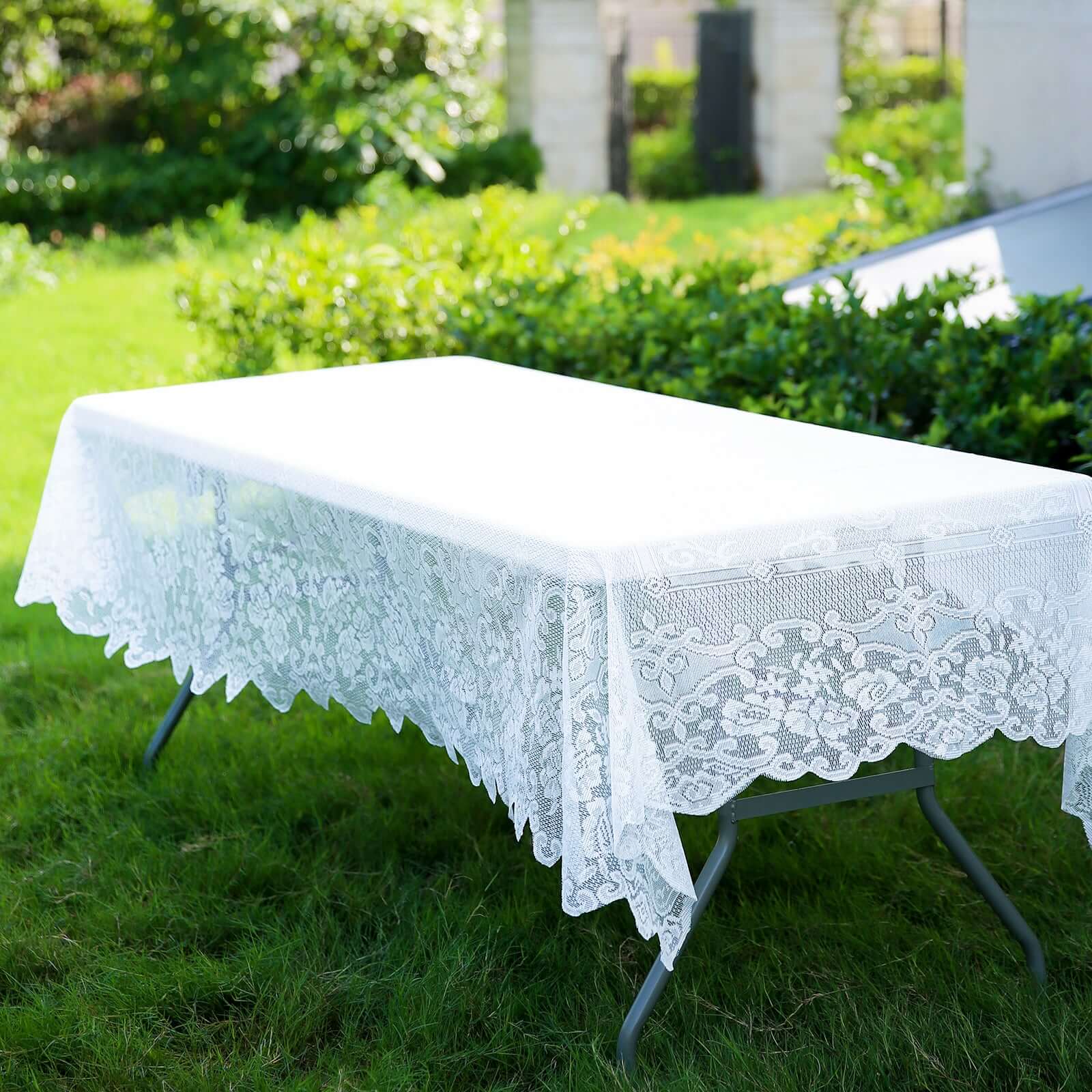 Lace 60"x126" Rectangular Oblong Tablecloth White - Premium Finish for Sophisticated Occasions