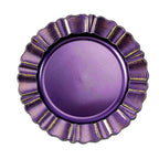6-Pack Acrylic Plastic Round Charger Plates 13" in Purple with Gold Brushed Wavy Scalloped Rim, Decorative Dinner Party Charger Tableware