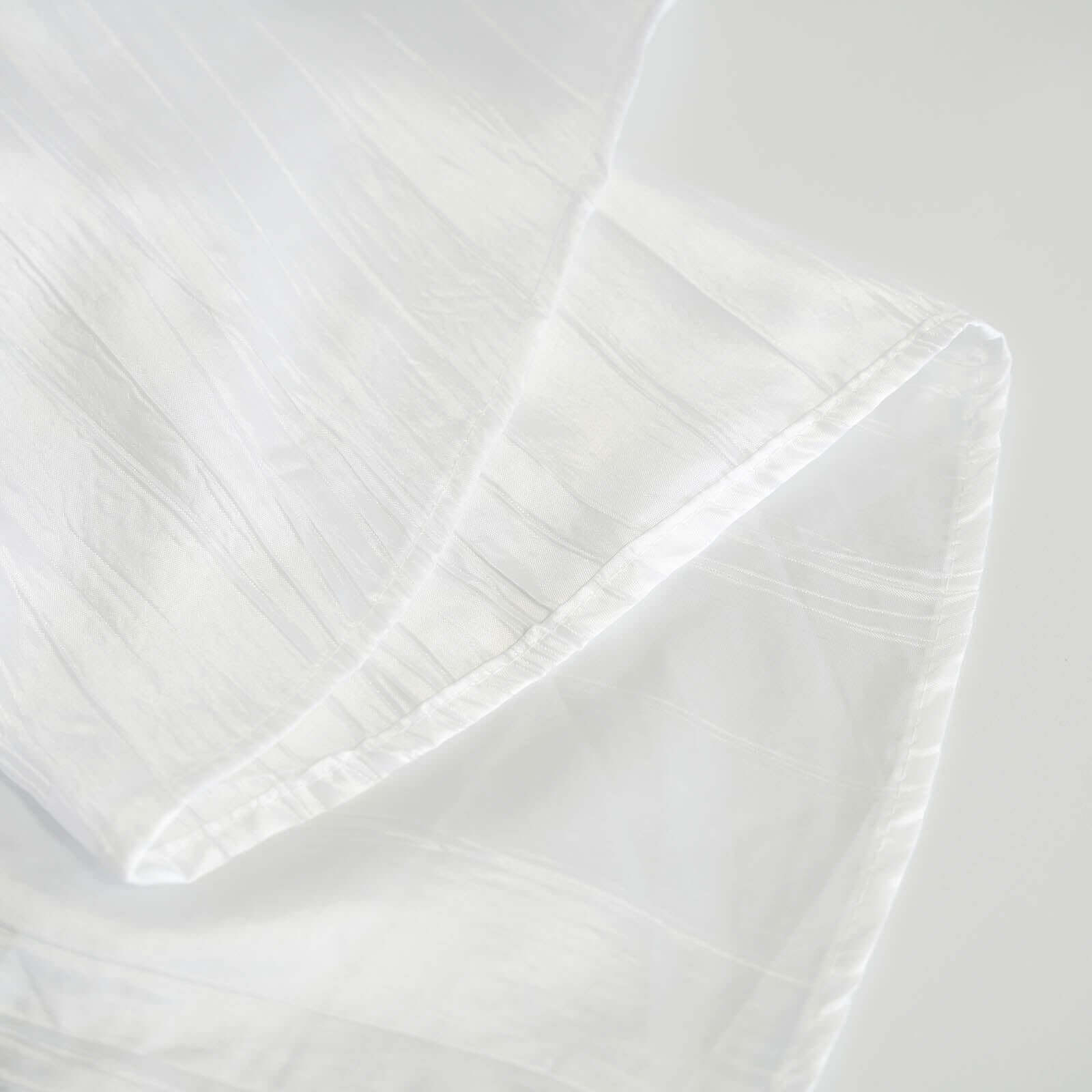 Taffeta 120" Round Tablecloth White - Seamless Accordion Crinkle Design for Stylish Occasions