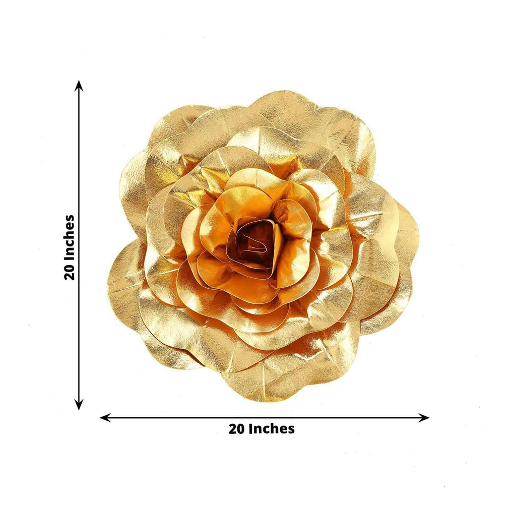 2 Pack 20" Large Metallic Gold Real Touch Artificial Foam DIY Craft Roses
