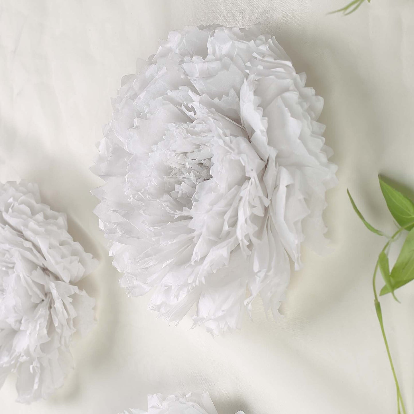 Set of 6 White Giant Carnation 3D Paper Flowers Wall Decor - 12",16",20"