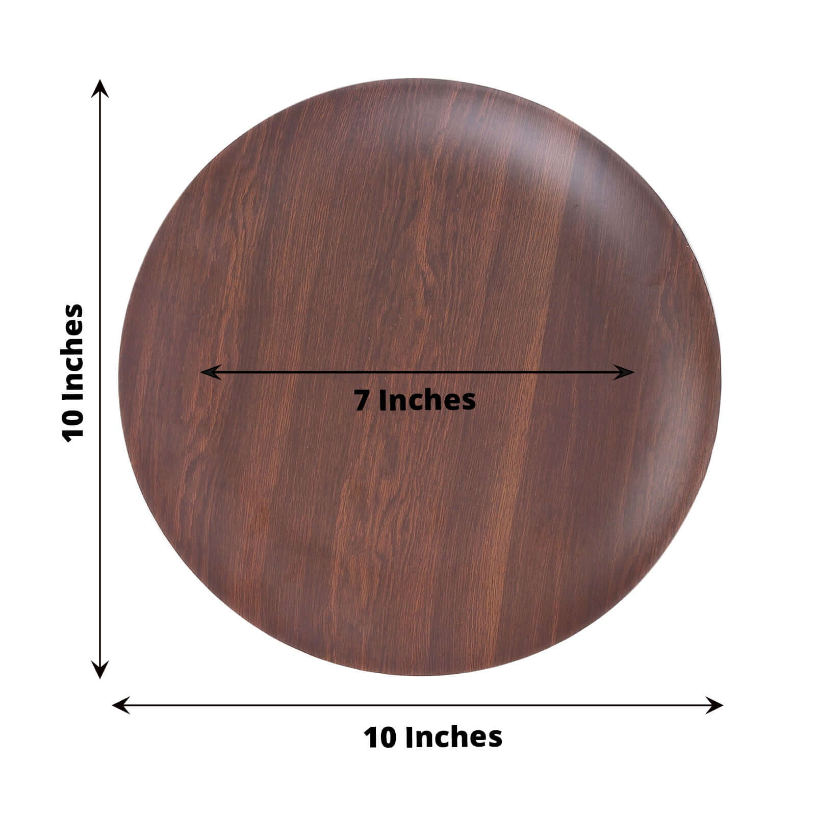Pack of 6 Melamine 10" Round Dinner Plates in Brown Wood Grain Print - Disposable Shatterproof Party Plates for Rustic Farmhouse - Inspired Table Decor - Bell Racket Store