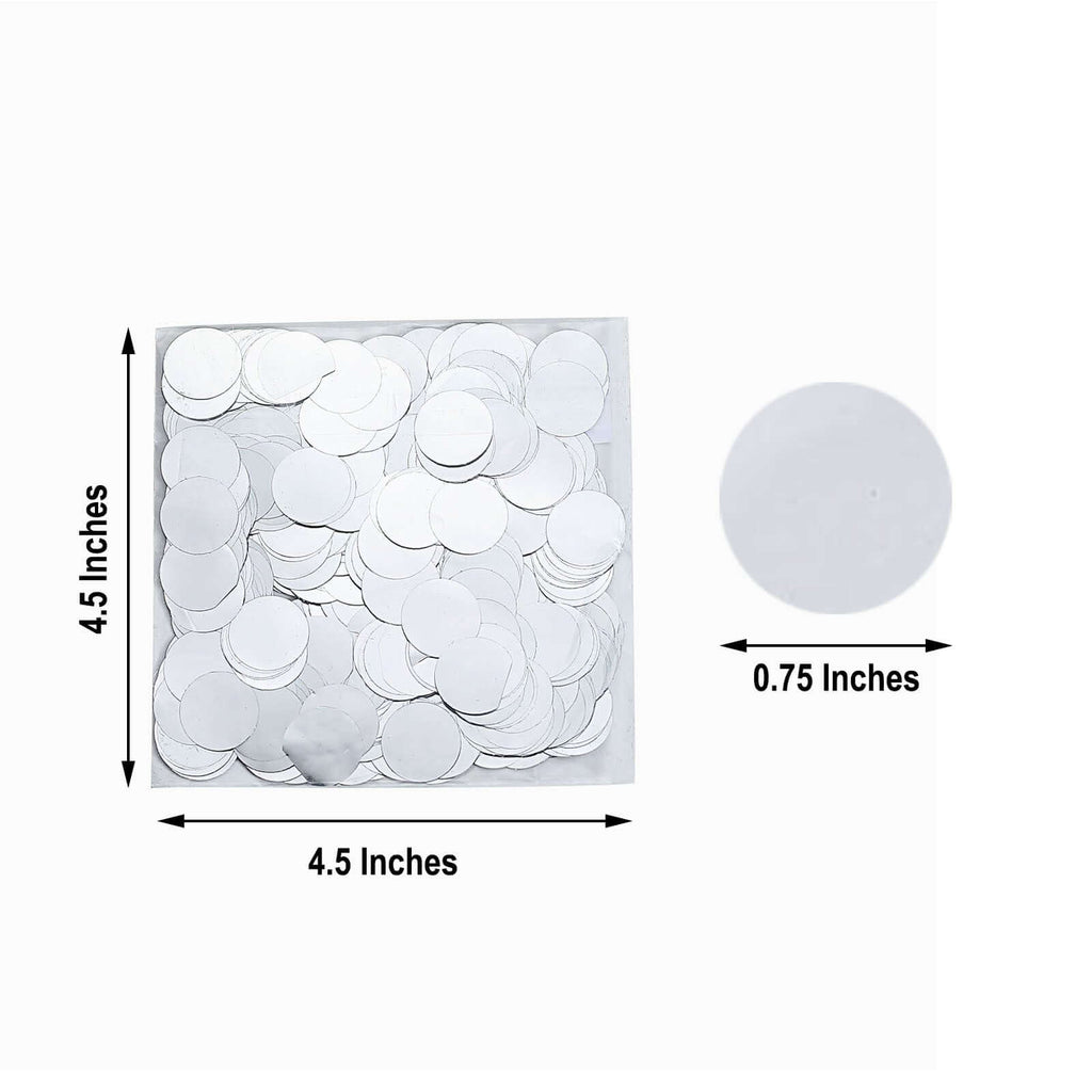 Metallic Round Party Confetti 18G Bag Silver Foil, Balloon Table Confetti Glitter Dots for Festive Weddings Baby Bridal Showers & Events