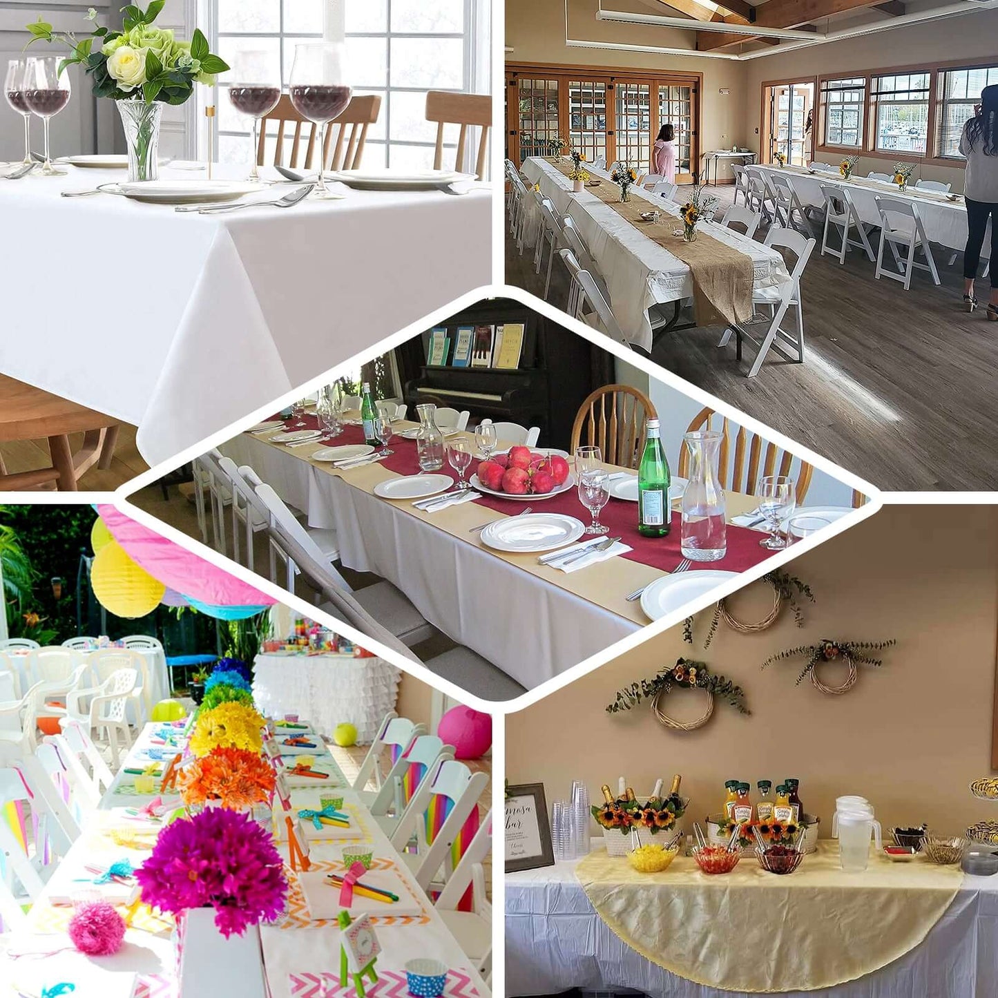 Paper Airlaid Tablecloth Square White - Disposable Linen - Feel Table Cover 70"x70" - Bell Racket Store