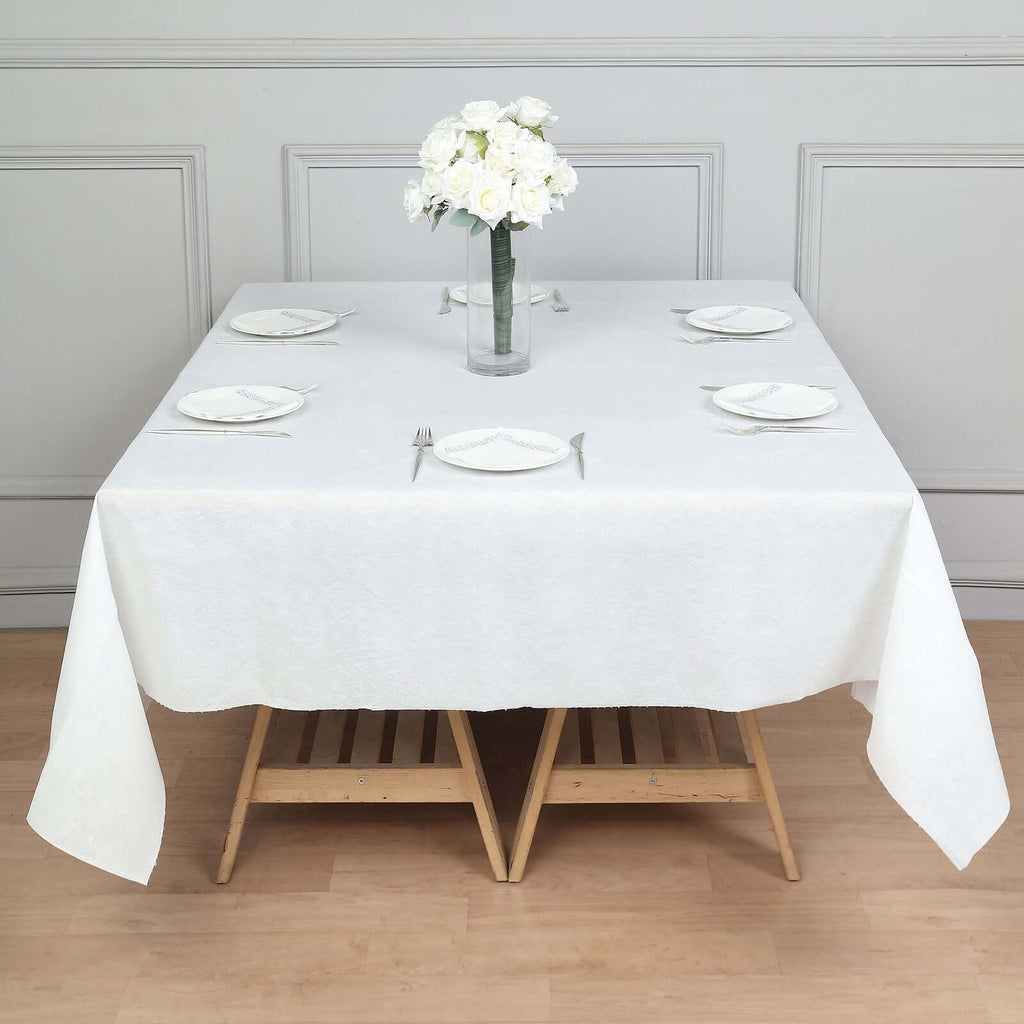 Paper Airlaid Tablecloth Square White - Disposable Linen - Feel Table Cover 70"x70" - Bell Racket Store