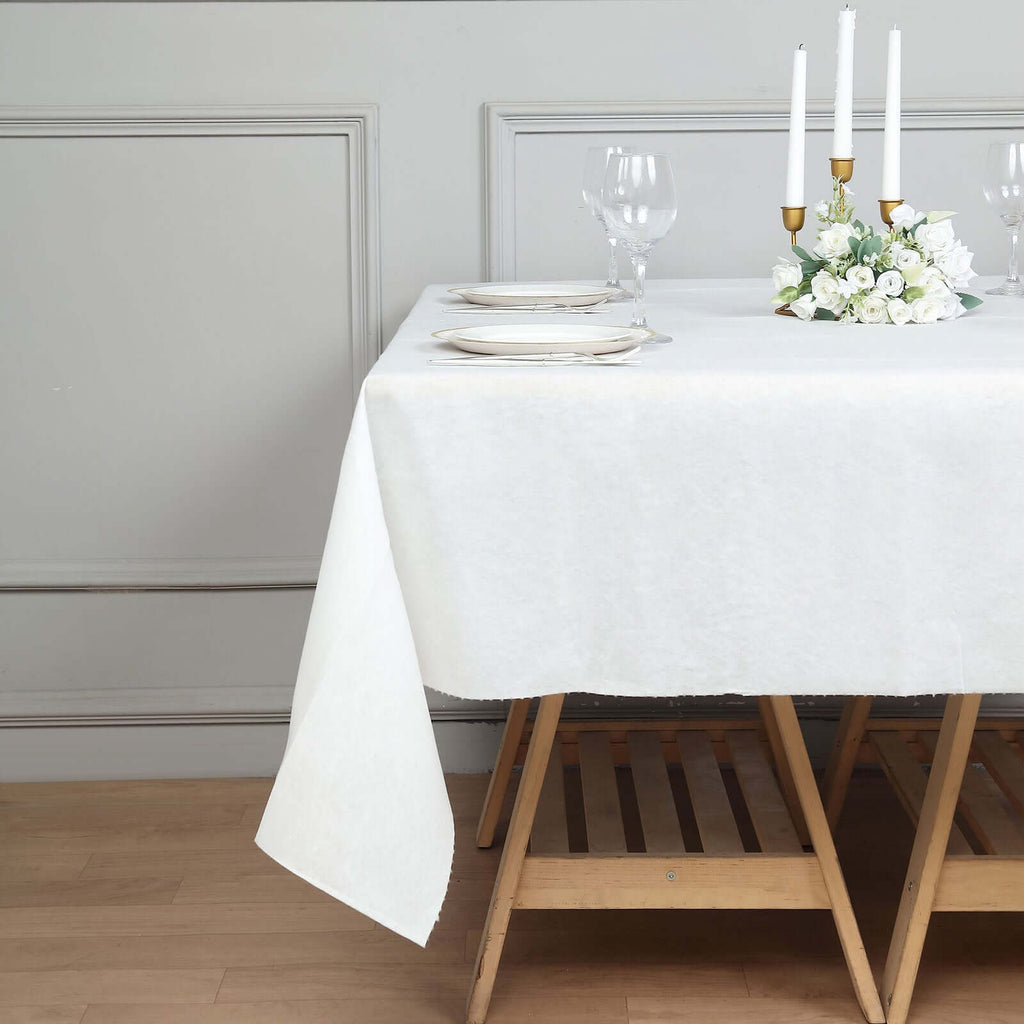 Paper Airlaid Tablecloth Square White - Disposable Linen - Feel Table Cover 70"x70" - Bell Racket Store