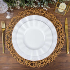 6-Pack Table Placemats Woven Fiber Design Natural Round - Disposable Mats for Dining and Events 15"