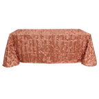 Taffeta 90"x156" Rectangle Tablecloth Terracotta (Rust) | 3D Leaf Petal Design Seamless Table Cover
