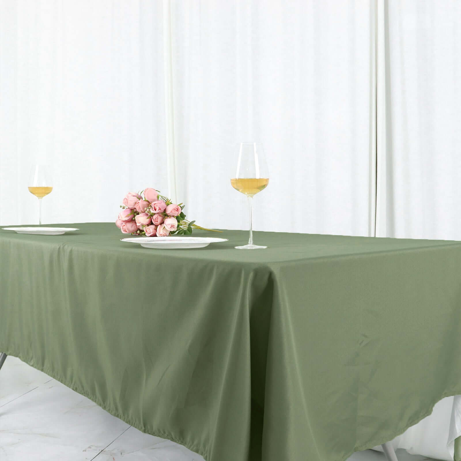 Polyester 60"x102" Rectangle Tablecloth Dusty Sage Green - Durable and Stylish Table Cover