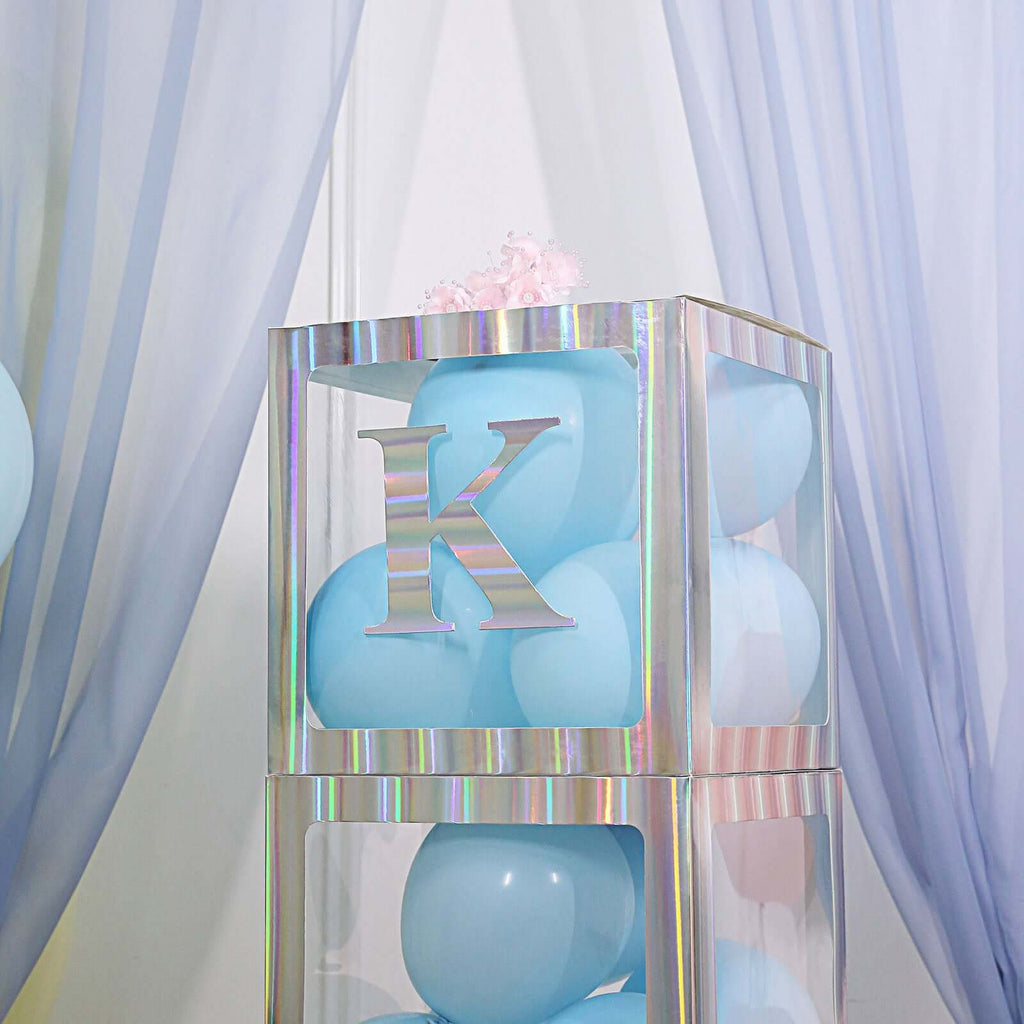 4 Pack 5" Iridescent Alphabet Stickers Banner, Customizable Stick on Letters - K